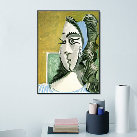 INVIN ART Framed Canvas Giclee Print Art 1962 Tete de femme (Jacqueline) I by Pablo Picasso Wall Art Living Room Home Office Decorations