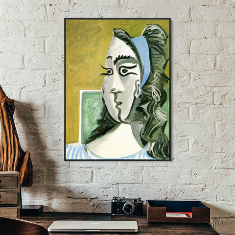 INVIN ART Framed Canvas Giclee Print Art 1962 Tete de femme (Jacqueline) I by Pablo Picasso Wall Art Living Room Home Office Decorations