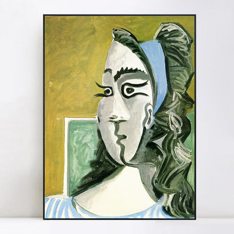 INVIN ART Framed Canvas Giclee Print Art 1962 Tete de femme (Jacqueline) I by Pablo Picasso Wall Art Living Room Home Office Decorations