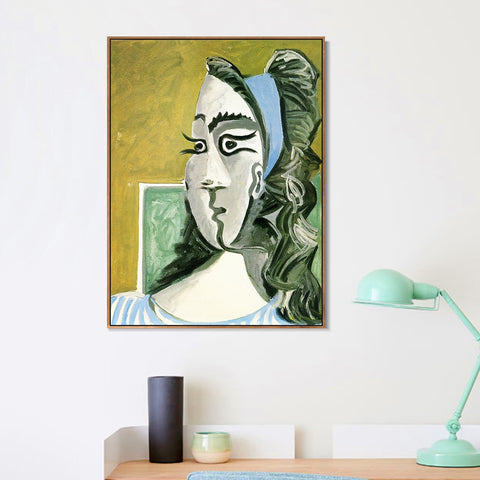 INVIN ART Framed Canvas Giclee Print Art 1962 Tete de femme (Jacqueline) I by Pablo Picasso Wall Art Living Room Home Office Decorations