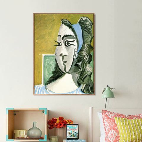 INVIN ART Framed Canvas Giclee Print Art 1962 Tete de femme (Jacqueline) I by Pablo Picasso Wall Art Living Room Home Office Decorations