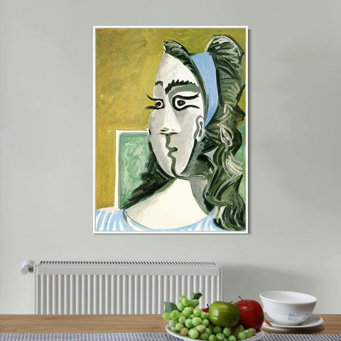 INVIN ART Framed Canvas Giclee Print Art 1962 Tete de femme (Jacqueline) I by Pablo Picasso Wall Art Living Room Home Office Decorations