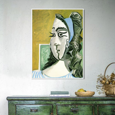 INVIN ART Framed Canvas Giclee Print Art 1962 Tete de femme (Jacqueline) I by Pablo Picasso Wall Art Living Room Home Office Decorations