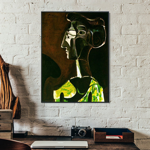 INVIN ART Framed Canvas Giclee Print Art 1963 Grand profil (Jacqueline) by Pablo Picasso Wall Art Living Room Home Office Decorations