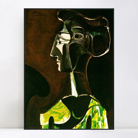 INVIN ART Framed Canvas Giclee Print Art 1963 Grand profil (Jacqueline) by Pablo Picasso Wall Art Living Room Home Office Decorations
