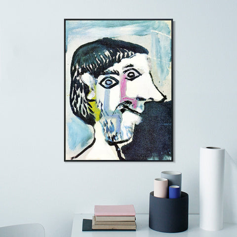 INVIN ART Framed Canvas Giclee Print Art 1964 Tete d'homme de profil by Pablo Picasso Wall Art Living Room Home Office Decorations