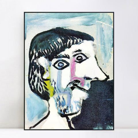 INVIN ART Framed Canvas Giclee Print Art 1964 Tete d'homme de profil by Pablo Picasso Wall Art Living Room Home Office Decorations