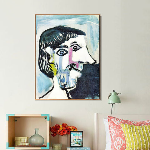 INVIN ART Framed Canvas Giclee Print Art 1964 Tete d'homme de profil by Pablo Picasso Wall Art Living Room Home Office Decorations