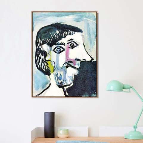 INVIN ART Framed Canvas Giclee Print Art 1964 Tete d'homme de profil by Pablo Picasso Wall Art Living Room Home Office Decorations
