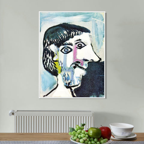 INVIN ART Framed Canvas Giclee Print Art 1964 Tete d'homme de profil by Pablo Picasso Wall Art Living Room Home Office Decorations