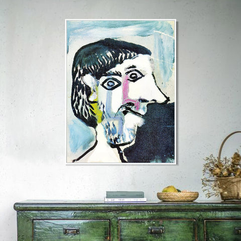 INVIN ART Framed Canvas Giclee Print Art 1964 Tete d'homme de profil by Pablo Picasso Wall Art Living Room Home Office Decorations