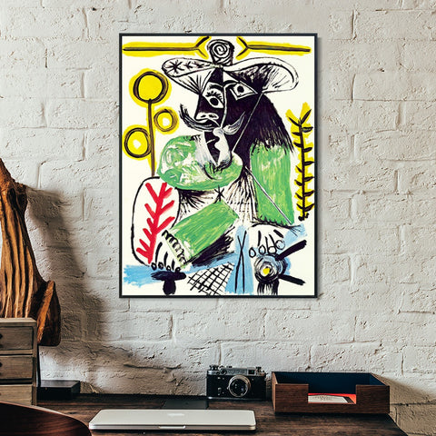 INVIN ART Framed Canvas Giclee Print Art 1969 Homme assis 4 by Pablo Picasso Wall Art Living Room Home Office Decorations