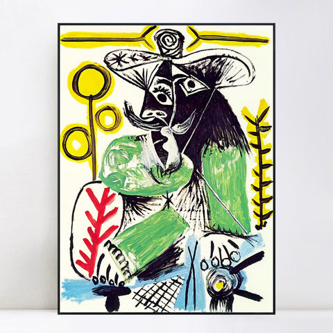 INVIN ART Framed Canvas Giclee Print Art 1969 Homme assis 4 by Pablo Picasso Wall Art Living Room Home Office Decorations