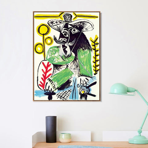 INVIN ART Framed Canvas Giclee Print Art 1969 Homme assis 4 by Pablo Picasso Wall Art Living Room Home Office Decorations