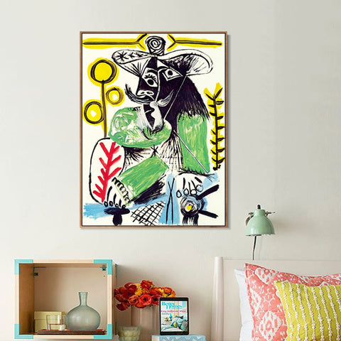 INVIN ART Framed Canvas Giclee Print Art 1969 Homme assis 4 by Pablo Picasso Wall Art Living Room Home Office Decorations