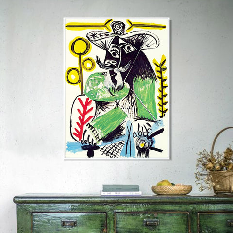 INVIN ART Framed Canvas Giclee Print Art 1969 Homme assis 4 by Pablo Picasso Wall Art Living Room Home Office Decorations