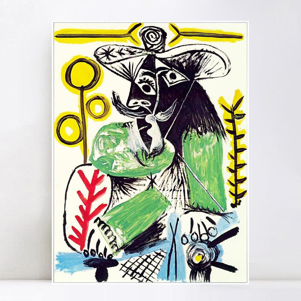 INVIN ART Framed Canvas Giclee Print Art 1969 Homme assis 4 by Pablo Picasso Wall Art Living Room Home Office Decorations