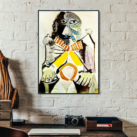 INVIN ART Framed Canvas Giclee Print Art 1969 Homme assis dans un fauteuil by Pablo Picasso Wall Art Living Room Home Office Decorations
