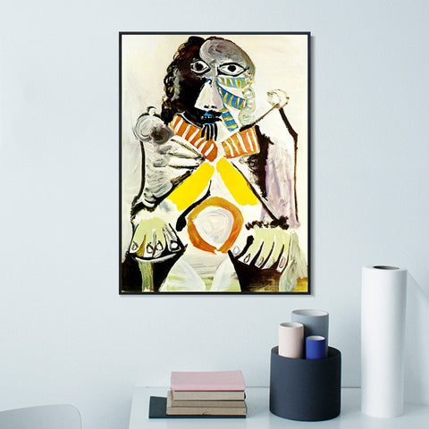 INVIN ART Framed Canvas Giclee Print Art 1969 Homme assis dans un fauteuil by Pablo Picasso Wall Art Living Room Home Office Decorations