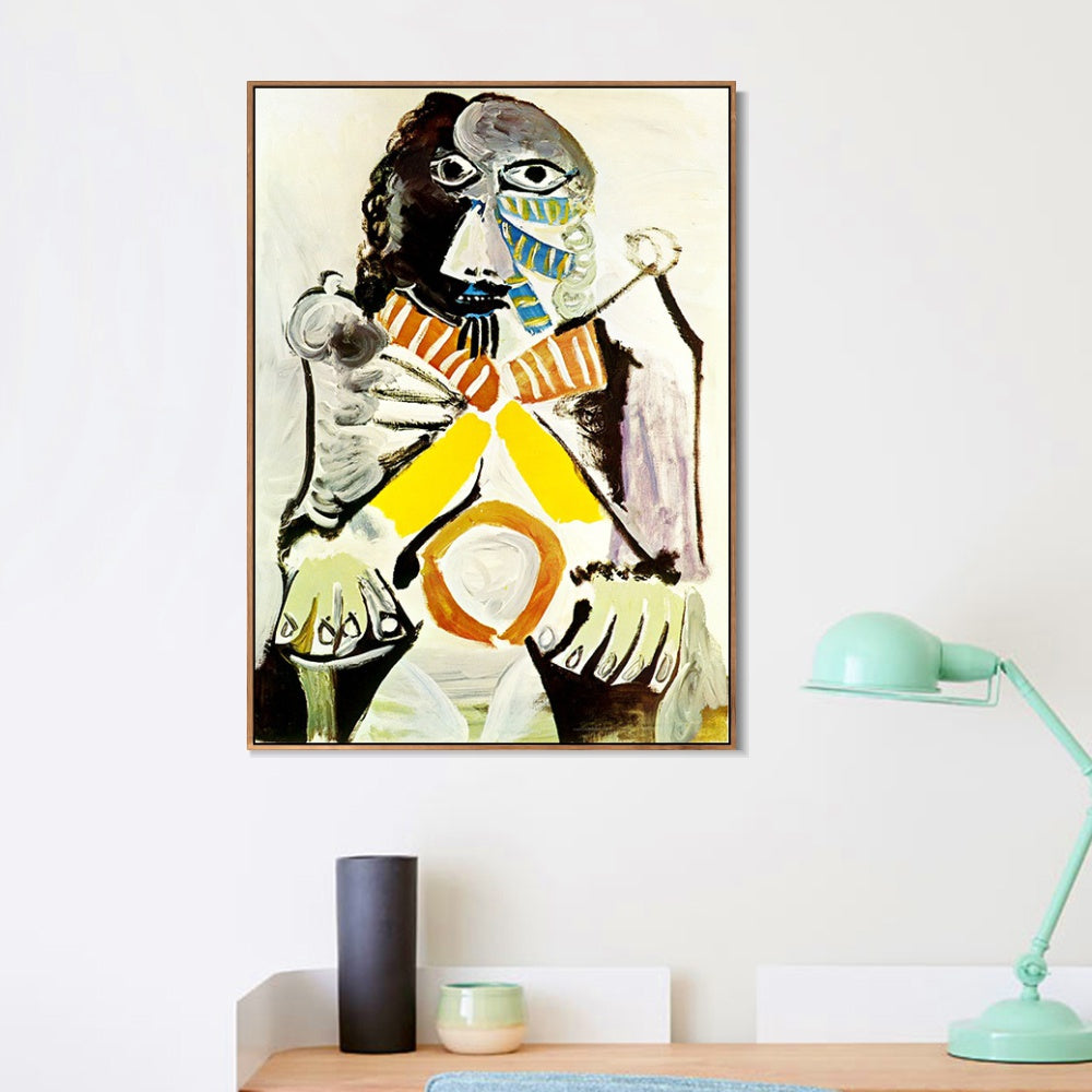 INVIN ART Framed Canvas Giclee Print Art 1969 Homme assis dans un fauteuil by Pablo Picasso Wall Art Living Room Home Office Decorations