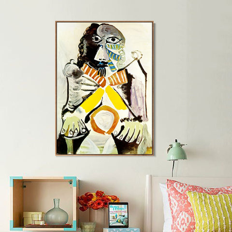 INVIN ART Framed Canvas Giclee Print Art 1969 Homme assis dans un fauteuil by Pablo Picasso Wall Art Living Room Home Office Decorations