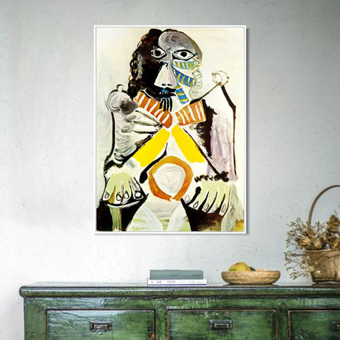 INVIN ART Framed Canvas Giclee Print Art 1969 Homme assis dans un fauteuil by Pablo Picasso Wall Art Living Room Home Office Decorations