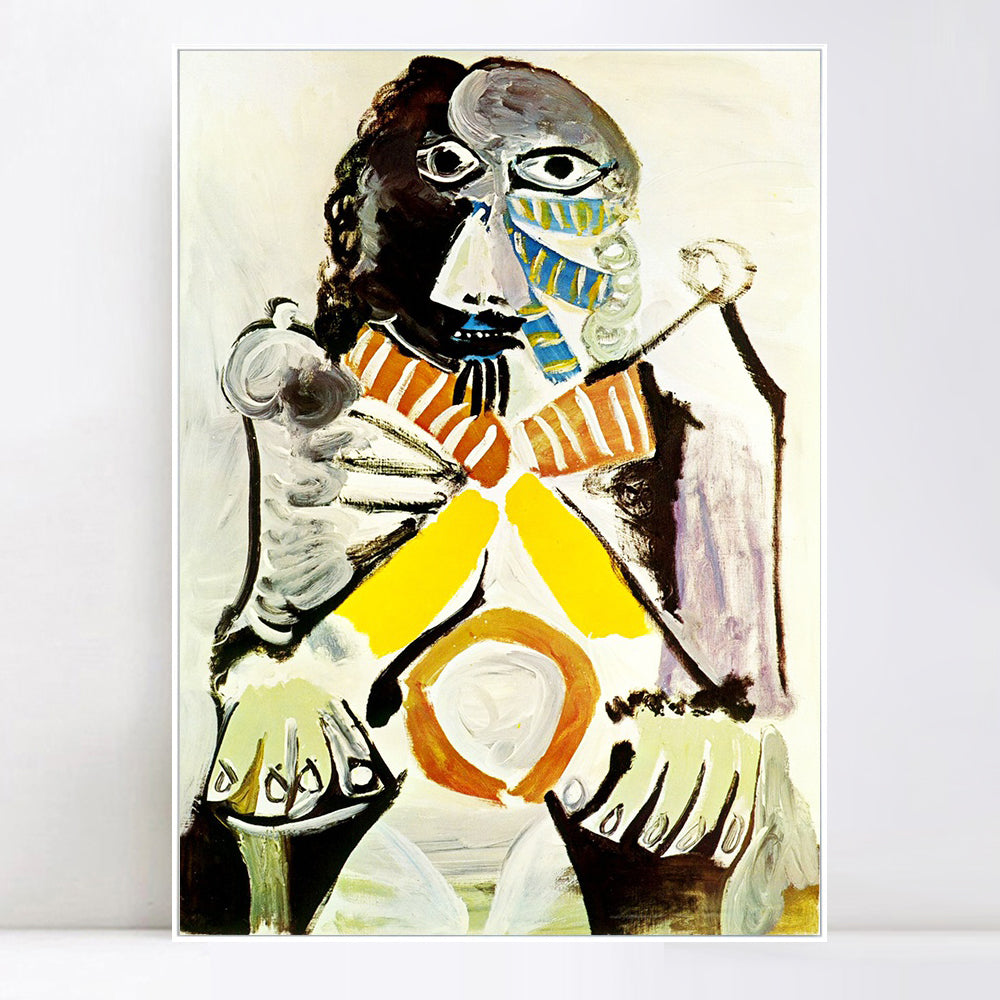 INVIN ART Framed Canvas Giclee Print Art 1969 Homme assis dans un fauteuil by Pablo Picasso Wall Art Living Room Home Office Decorations