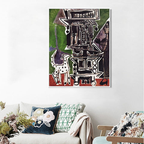 INVIN ART Framed Canvas Giclee Print Art 1959 La salle _manger de Vauvenargues by Pablo Picasso Wall Art Living Room Home Office Decorations