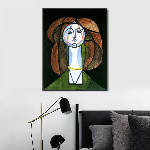 INVIN ART Framed Canvas Giclee Print Art 1946 Femme au collier jaune by Pablo Picasso Wall Art Living Room Home Office Decorations