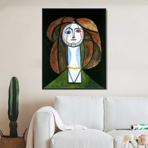 INVIN ART Framed Canvas Giclee Print Art 1946 Femme au collier jaune by Pablo Picasso Wall Art Living Room Home Office Decorations