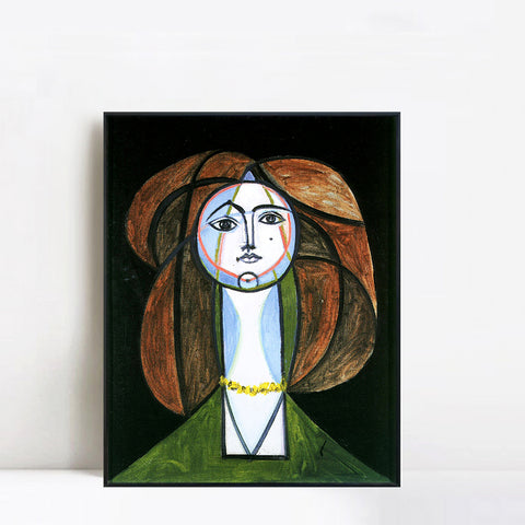 INVIN ART Framed Canvas Giclee Print Art 1946 Femme au collier jaune by Pablo Picasso Wall Art Living Room Home Office Decorations