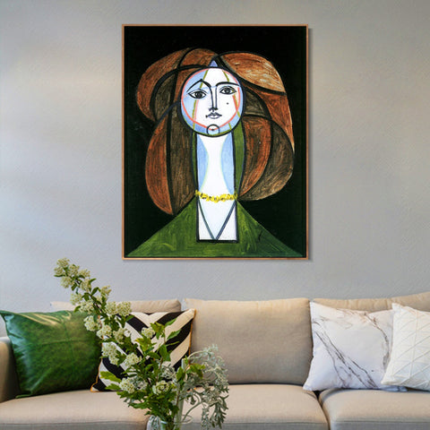 INVIN ART Framed Canvas Giclee Print Art 1946 Femme au collier jaune by Pablo Picasso Wall Art Living Room Home Office Decorations