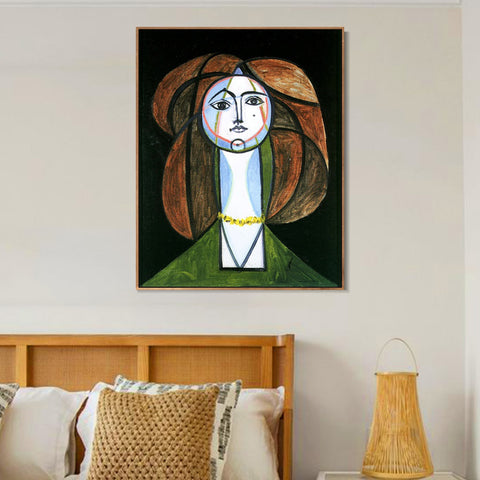 INVIN ART Framed Canvas Giclee Print Art 1946 Femme au collier jaune by Pablo Picasso Wall Art Living Room Home Office Decorations