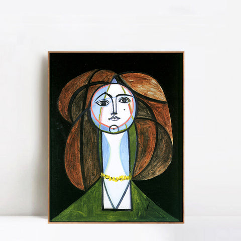 INVIN ART Framed Canvas Giclee Print Art 1946 Femme au collier jaune by Pablo Picasso Wall Art Living Room Home Office Decorations