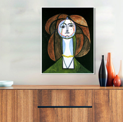 INVIN ART Framed Canvas Giclee Print Art 1946 Femme au collier jaune by Pablo Picasso Wall Art Living Room Home Office Decorations