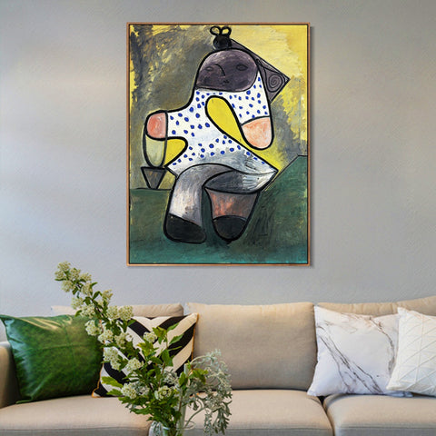 INVIN ART Framed Canvas Giclee Print Art 1947 Jeune enfant au seau by Pablo Picasso Wall Art Living Room Home Office Decorations