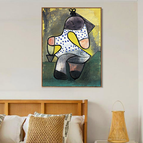 INVIN ART Framed Canvas Giclee Print Art 1947 Jeune enfant au seau by Pablo Picasso Wall Art Living Room Home Office Decorations
