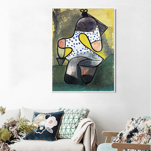 INVIN ART Framed Canvas Giclee Print Art 1947 Jeune enfant au seau by Pablo Picasso Wall Art Living Room Home Office Decorations