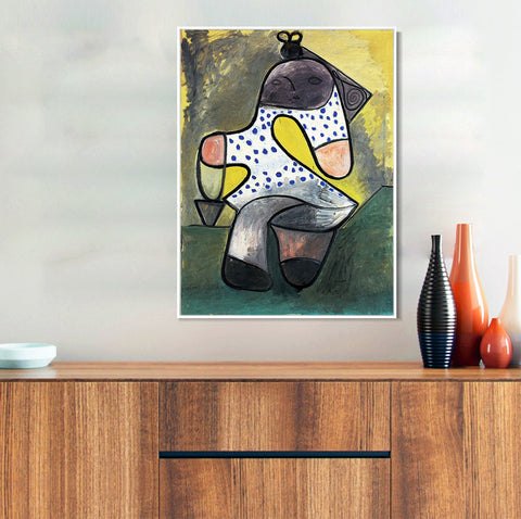 INVIN ART Framed Canvas Giclee Print Art 1947 Jeune enfant au seau by Pablo Picasso Wall Art Living Room Home Office Decorations