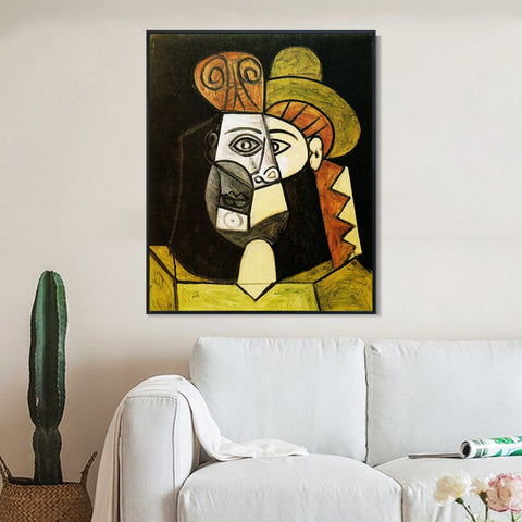 INVIN ART Framed Canvas Giclee Print Art 1947 Tete de femme by Pablo Picasso Wall Art Living Room Home Office Decorations