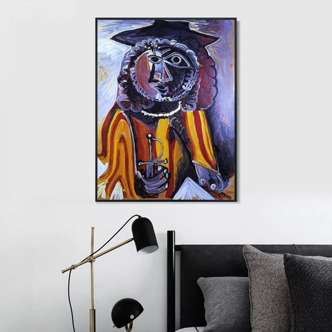 INVIN ART Framed Canvas Giclee Print Art Homme ?? l????p??e, 1969 by Pablo Picasso Wall Art Living Room Home Office Decorations