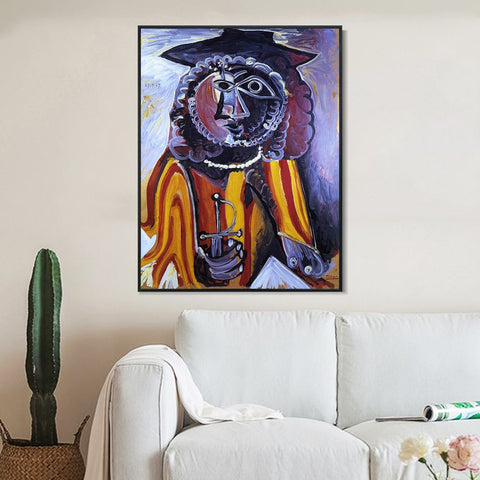 INVIN ART Framed Canvas Giclee Print Art Homme ?? l????p??e, 1969 by Pablo Picasso Wall Art Living Room Home Office Decorations