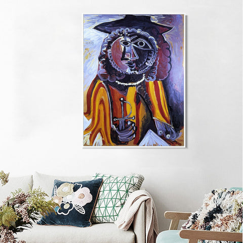 INVIN ART Framed Canvas Giclee Print Art Homme ?? l????p??e, 1969 by Pablo Picasso Wall Art Living Room Home Office Decorations