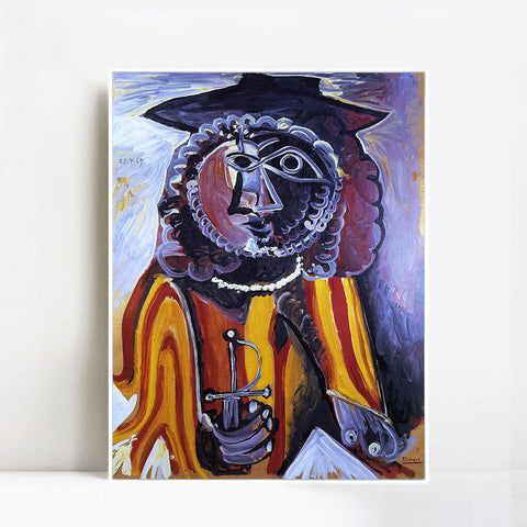 INVIN ART Framed Canvas Giclee Print Art Homme ?? l????p??e, 1969 by Pablo Picasso Wall Art Living Room Home Office Decorations