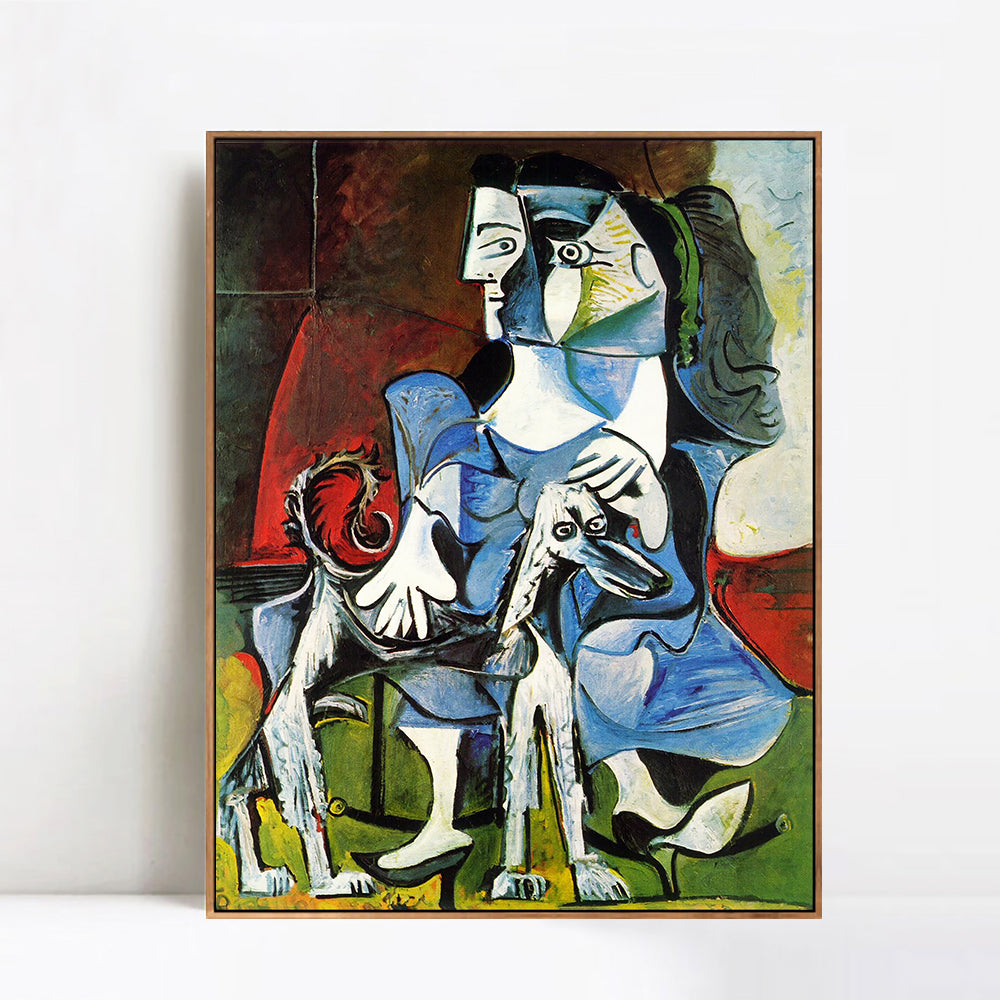 INVIN ART Framed Canvas Giclee Print Art 1962 Femme au chien (Jacqueline avec Kaboul) by Pablo Picasso Wall Art Living Room Home Office Decorations