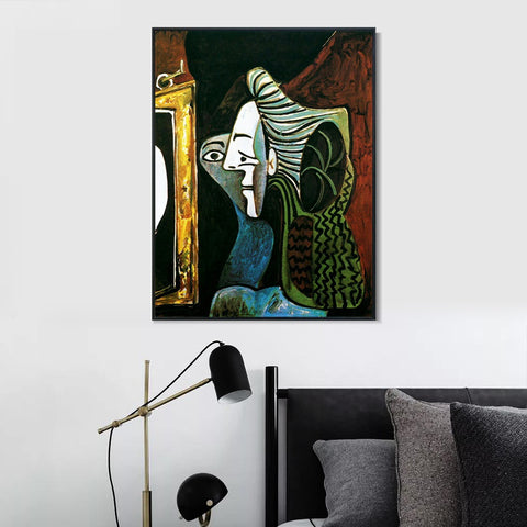 INVIN ART Framed Canvas Giclee Print Art 1963 Femme au miroir by Pablo Picasso Wall Art Living Room Home Office Decorations