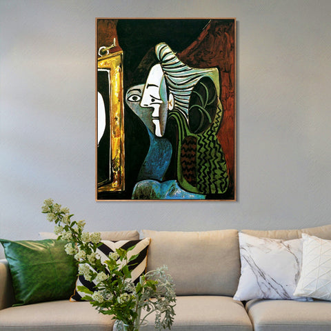 INVIN ART Framed Canvas Giclee Print Art 1963 Femme au miroir by Pablo Picasso Wall Art Living Room Home Office Decorations