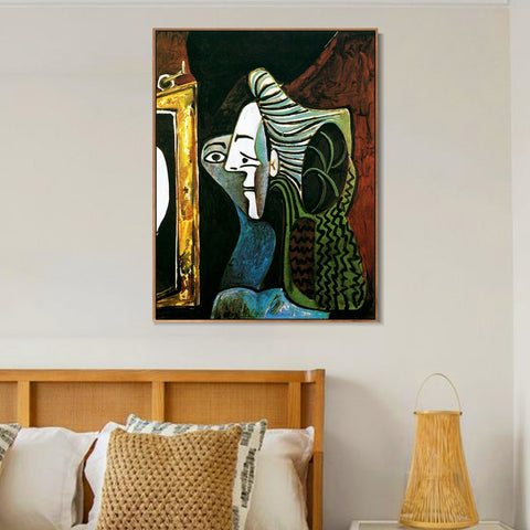 INVIN ART Framed Canvas Giclee Print Art 1963 Femme au miroir by Pablo Picasso Wall Art Living Room Home Office Decorations