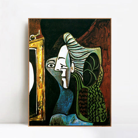 INVIN ART Framed Canvas Giclee Print Art 1963 Femme au miroir by Pablo Picasso Wall Art Living Room Home Office Decorations