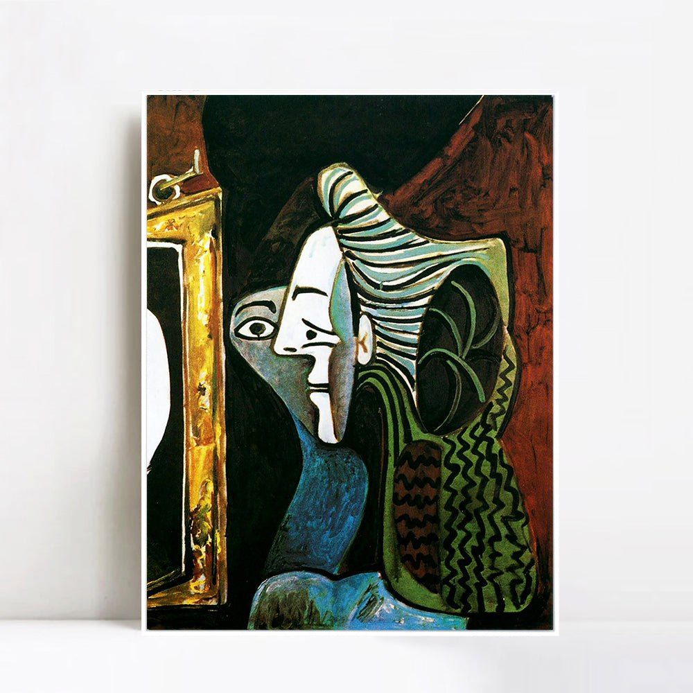 INVIN ART Framed Canvas Giclee Print Art 1963 Femme au miroir by Pablo Picasso Wall Art Living Room Home Office Decorations